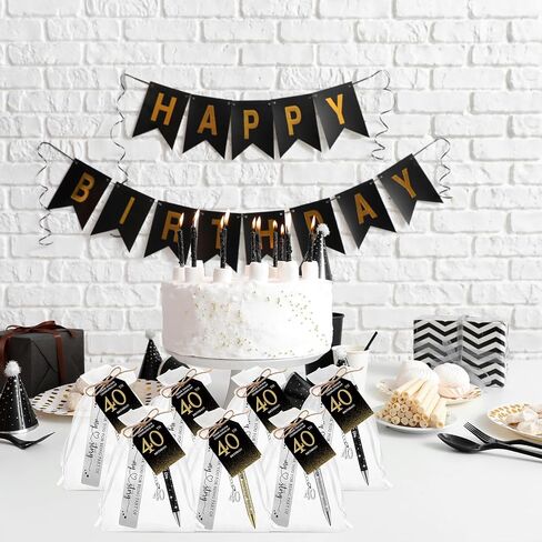 24 مجموعة 60 عيد ميلاد لضيوف حفل الذكرى الذكرى لصالح الشكر على قادمة Glitter Perpant Pen Mongmark شكرًا لك بطاقة Organza Bag على تقدير هدية عيد ميلاد التذكارات البالغة (60) in Kuwait