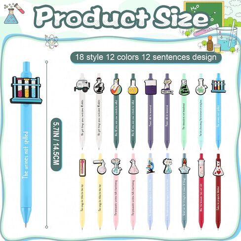 72 Pcs Science Party Favors Black Ink Retractable Ballpoint Pens Science Birthday Party Decorations Chemistry Laboratory Gifts Back to School Gift Bulk for Students in Saudi Arabia