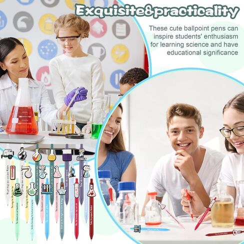 72 Pcs Science Party Favors Black Ink Retractable Ballpoint Pens Science Birthday Party Decorations Chemistry Laboratory Gifts Back to School Gift Bulk for Students in Saudi Arabia