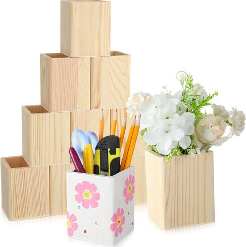 20 حزمة الحزمة الحزمة قلم الحامل حامل قلم رصاص خشبي غير مكتمل لحرف DIY محلية الصنع مصغرة الخشب قلم رصاص الصناديق الخشبية الصغيرة لمشاريع الحرف اليدوية ، 3 × 3 × 4 بوصات in Saudi Arabia