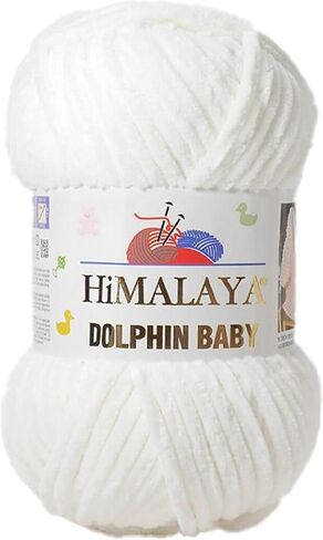 1 Skein/Pack Himalaya Dolphin Baby Chenille Yarn, Each Ball 100 gr (3.5 oz), 120 m (132 Yards), 100% Polyester, Super Bulky Baby Blanket Velvet Amigurumi Yarn, 80301 - Snow White in Saudi Arabia