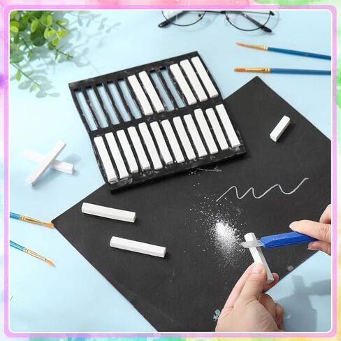 24 PCS Pastel Soft Pastel مجموعة طباشير مربعة رسم طباشير طباشير فنان غير سام عصي الباستيل للطلاب المحترفين ومحبي الفن (أبيض) in Saudi Arabia