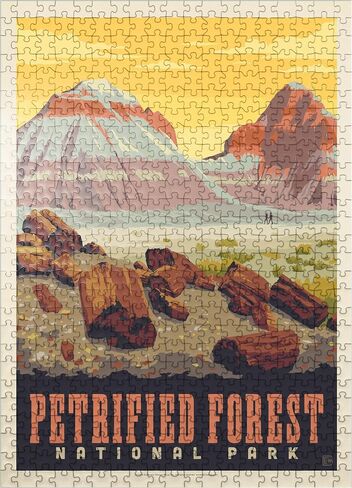 MyPuzzle Petrified Forest National Park: Painted Hills, Vintage Poster - Premium 500 Piece Jigsaw Puzzle for Adults in Saudi Arabia