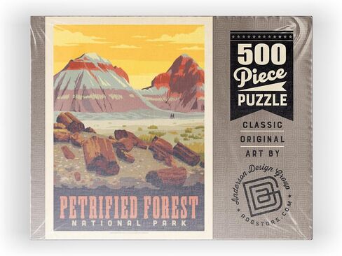 MyPuzzle Petrified Forest National Park: Painted Hills, Vintage Poster - Premium 500 Piece Jigsaw Puzzle for Adults in Saudi Arabia