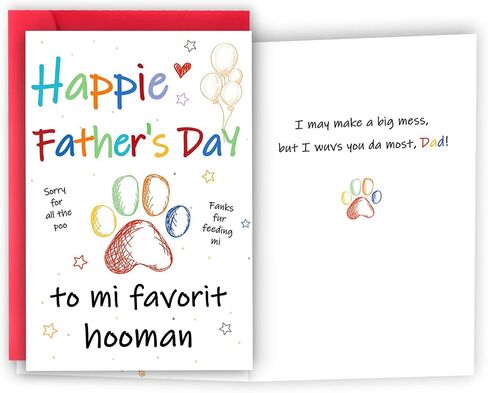 Dog Dad Fathers Day Card, Fathers Day Card Gifts from Dog, Dogs Dad Gifts for Men, Father's Day Dogs Gift, Happy Father's Day Cards for Him in Kuwait
