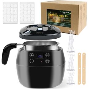 VALLYDOM Wax Melter, Candle Making Kit, Wax Pot 1000ml Capacity, Candle Jars for Making Candles, Wax Melter for Candle Making, with Candle Wicks, Sticks, Candle Wick Stickers
