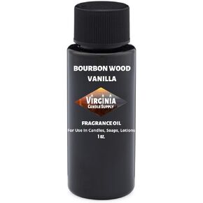 Bourbon Wood Vanilla Fragrance Oil (1 oz Bottle) for Candle Making, Soap Making, Tart Making, Room Sprays, Lotions, Car Fresheners, Slime, Bath Bombs, Warmers…