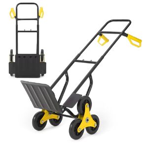 2-in-1 Stair Climbing Hand Truck & Dolly Cart 330LB Heavy Duty Foldable Moving Dolly with 6 Rubber Wheels Telescoping Handle Portable Utility Cart for Delivery Apartment Office