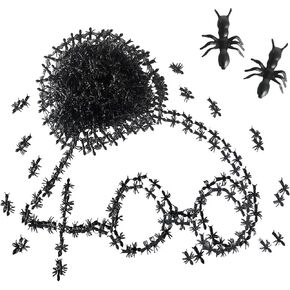 400PCS Fake Ants Prank Black Plastic Ant Bugs Realistic Ant Joke Toys for Holiday Prank Tricking People Office Pranks Insect Props Scary Halloween Party Decorations
