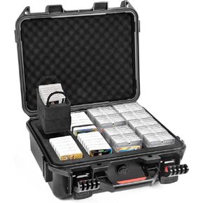Toploaders Case Storage Box,Trading Card Waterproof Hard Case with 9 Dividers for Standard Card,One Touch,Sleeved Cards Holder Baseball Football Basketball Sports Game Cards
