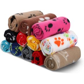 12 Pcs Puppy Blanket Pet Soft Fleece Dog Blankets Warm Felt Throw Sleep Mat Bed Covers for Doggie Puppy Pet Dogs Cat, 12 Styles(23.6 x 27.6 Inch)
