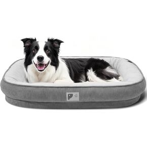 Dog Beds Large Sized Dog,Orthopedic Bed with Removable Cover&Non-Slip Bottom Couch Bed with Four-Sided Bolster Grey XXL