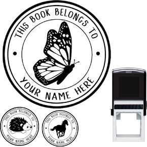 Library Book Name Stamp Personalized This Belongs to Custom Self-Inking or Library Teacher Customized Name from The Ex-Libris of Black Red Blue Green Purple