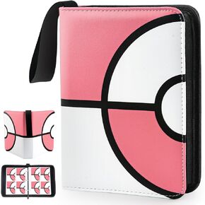 Card Binder 4 Pocket, Trading Card Holder Fits 400 Cards with 50 Removable Sleeves, Large Capacity & Waterproof Zipper Album Holder for Trading Card Collector, Portable Collection Card Album for Cards