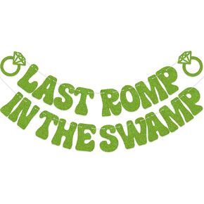 Last Romp in The Swamp Green Glitter Bachelorette Party Banner