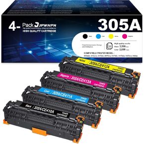 305A CE410A Toner Cartridge high Yield Replacement for HP 305A CE410A M451dn M451nw M475dn M476nw M476dn M476dw M375nw M351a Printer (4-Pack, Black, Cyan, Yellow, Magenta)