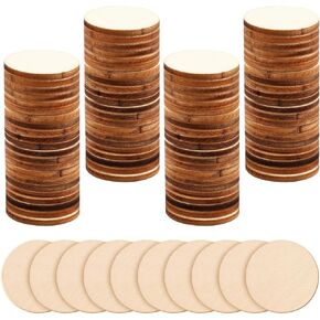 100 Pack Unfinished Wood Circles - 1 Inch Natural Round Wood Slices, Small Wooden Crafts Cutouts Circle Ornaments, Blank Wooden Kit for Painting, Writing, DIY Supplies, Engraving & Carving
