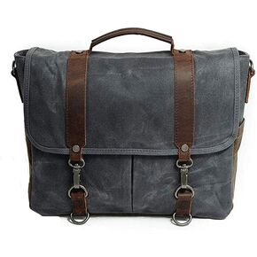 Grey Business Briefcase, Canvas Laptop Bag, Large Capacity Waterproof Shoulder Bag, Multifunctional Travel Bag