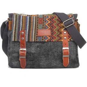 Dark Gray Business Briefcase, Canvas Shoulder Bag, Leather Canvas Bag, Multifunctional Outdoor Travel Bag