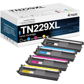 TN229XL Toner Cartridges High Yield (4-Pack) Black/Cyan/Magenta/Yellow - Replacement for Brother Printers MFC-L3720CDW MFC-L3780CDW HL-L3220CDW HL-L3280CDW HL-L3300CDW