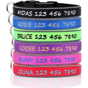 Personalized Cotton Hemp Dog Collar,Custom Embroidered with Pet Name and Phone Number,Natural Hemp Fibers Perfect for Dogs with Sensitive Skin,4 Adjustable Sizes for Small, Medium, Large Dogs