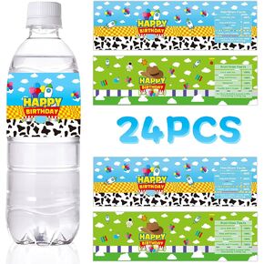24 Pcs Cartoon Story Water Bottle Labels Toy Inspired Party Birthday Decorations for Toy Themed Birthday Party Supplies