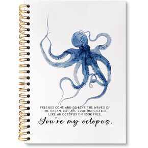 huester Coastal Beach Octopus Notebook Journal, BFF Bestie Friends Gifts for Women Men Journal, Friendship Gifts Notebooks for Note Taking, Ocean Beach Octopus Hardcover Paper Spiral Notebook, 5.5x8.3 Inch