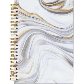 Beach Wildflowers Hardcover Spiral Notebooks - Coastal Boho Farmhouse Flowers Nautical Sea Journal for Women, Ocean Themed Gifts for Beach Lovers, White and Blue Daisy Seaside Notebook 5.5x8.3 Inch