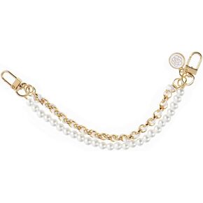 LUOTIVON 1Pcs Gold Pearl Purse Chain Replacement Metal Handbag Straps Short Handle Shoulder Crossbody Bags Straps Accessories