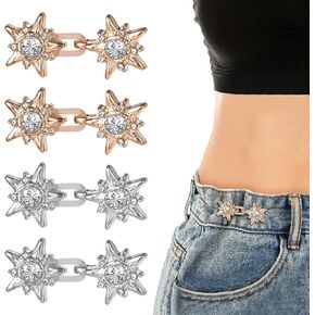 4 Sets Pants Clips to Tighten Waist, Adjustable Pentacle Button for Jeans, No Sewing Required Pant Waist Tightened, Jean Waist Tightened for Pants Skirt Waist Too Loose Big