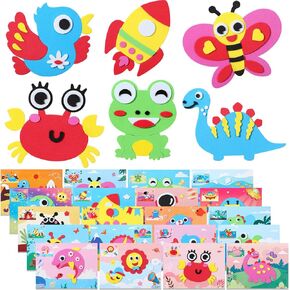 Wovnet 20 Pcs Foam Arts and Crafts for Kids 3-7 Years 3D EVA Foam DIY Craft Kits for Children Aged 3-7, Ideal for Classroom Activities, Drawing, and Creative Projects; Gifts for Boys and Girls