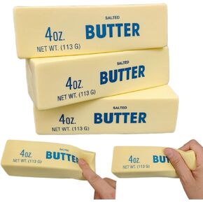 3 PCS Butter Squishy Toys, Super Soft Butter-Shaped Slow Rising Squishy, Sticky Butter Sticks Squeeze Toys, Realistic Food Squishies Fidget Toys for Decompression Anxiety Relaxation