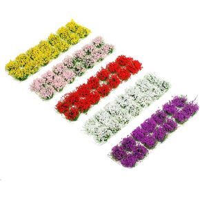 70pcs Colorful Miniature Flower for Crafts Cluster Flower Vegetation Groups Static Grass Tuft Scenery Model Artificial Model Grass Tufts for DIY Craft Train Landscape War Gaming Terrain Scenery Sand