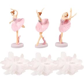 ERINGOGO 6Pcs Pink Ballerina Cake Decorations Set - Elegant Ballet Girl Figurines with Gauze Flower Toppers for Birthday Parties, Home Decor, and Table Decorations