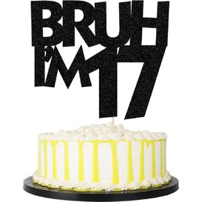 Palasasa Bruh I'm 13 Cake Topper,Black Glitter Funny 13th Birthday/Bro I'm 13/It's My 13th Happy Birthday Party Decorations Supplies (13)
