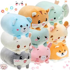 Leitee 18 Pcs Stuffed Animals Plush Bulk 8 Inch Cute Plushies Toys Plush Pillow for Boys Girls Birthday Gifts Box Toys for Classroom Prize, Party Favors for Kids (Groovy)