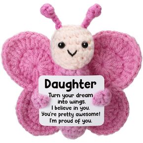 Daughter Gifts from Mom Dad, Crochet Butterfly for Teen Girl from Mother Father, Best for Graduation, Birthday, Christmas Stocking Stuffers, Easter, Valentines, Mother's Day