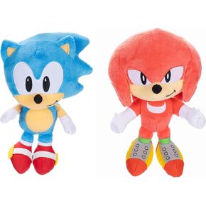 Sonic The Hedgehog 9" Plush 2-Pack, Sonic & Knuckles Collectible Stuffed Toy