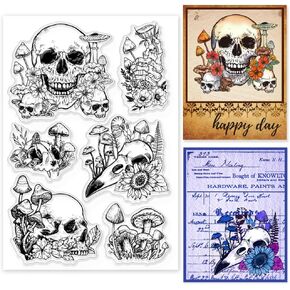 GLOBLELAND Skeleton Label Frame Clear Stamps Rose Heart Ticket Silicone Clear Stamp Seals Skeleton Tags Transparent Stamps for DIY Scrapbooking Cards Making Photo Album Postcard