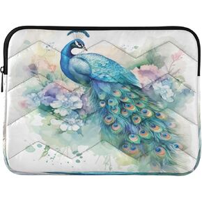 Peacocks Flower Laptop Sleeve Bag Compatible for 13-14 inch Notebook, Water Resistant Computer Case Laptop Polyester Vertical Carrying Case