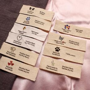 Custom Twill Label,Fabric Name Tags, Logo or Text, Cotton Ribbon, Clothing Labels, Custom Personalized Labels, Used for Sewing (2,50 Pcs)