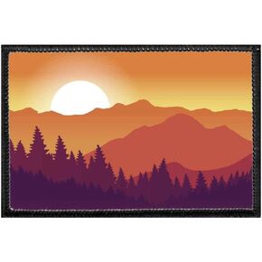 Smokey Mountain Sunset | Hook and Loop Attach for Hats, Jeans, Vest, Coat | 2x3 in | by Pull Patch