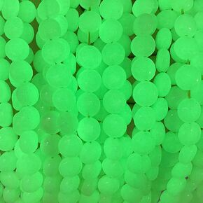 ABCGEMS Glow-in-Dark Mexican Olive-Green Aragonite Beads (AKA Cave Calcite- Extremely Rare) Healing Crystal Chakra Energy Stone Ideal for Bracelet Necklace Ring DIY Jewelry Making Smooth Coin 8mm