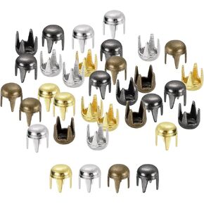uxcell 80Pcs Mixed Color Round Dome Rivets, 3mm Brass Spike Studs Spots Punk Rock Nailheads Claw Beads Assorted Kit for DIY Clothes Belt Bag Shoes Bracelet Leather Craft