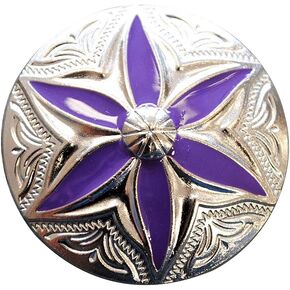 HILASON Set of 4 Screw Back Concho Round Floral Purple Inlay Bling Saddle | Bridle Conchos | Western Concho | Slotted Conchos