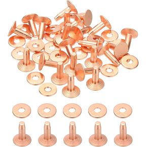 PATIKIL 12x4x10mm Leather Rivets and Burrs, 24 Sets Leather Rivets and Washers Copper Fastener Metal Studs Posts for Leather Craft, Belts, Wallets, Collars, DIY Crafts