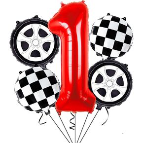 Race Car Birthday Balloons Boys 3rd Birthday Decorations RaceCar Theme Wheels Party Decor Supplies Favors Black Red Foil Mylar Helium 3 Balloon Number 40 inch