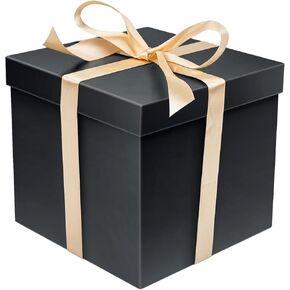 Lyforpyton 8.2x8.2x8.2 Inches Black Gift Box with Lid, Suitable for Graduation Ceremony, Christmas, Halloween, Wedding, Birthday, Father's Day，All Occasion.