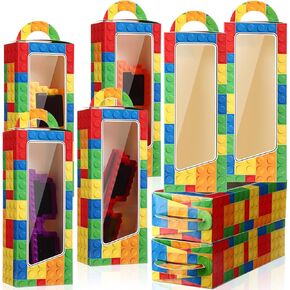 24 Pcs Building Block Party Favor Gift Boxes Building Bricks Birthday Supplies Goodie Bags for Baby Shower Decoration Supplies Summer Themed Party Favors