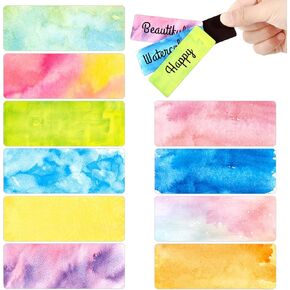 50 Pack Magnetic Name Tags for Classroom Watercolor Locker Name Tags Rainbow Dry Erase Labels Waterproof Removable Label Stickers for Classroom Schedule Desk School Library Teacher Students Supplies